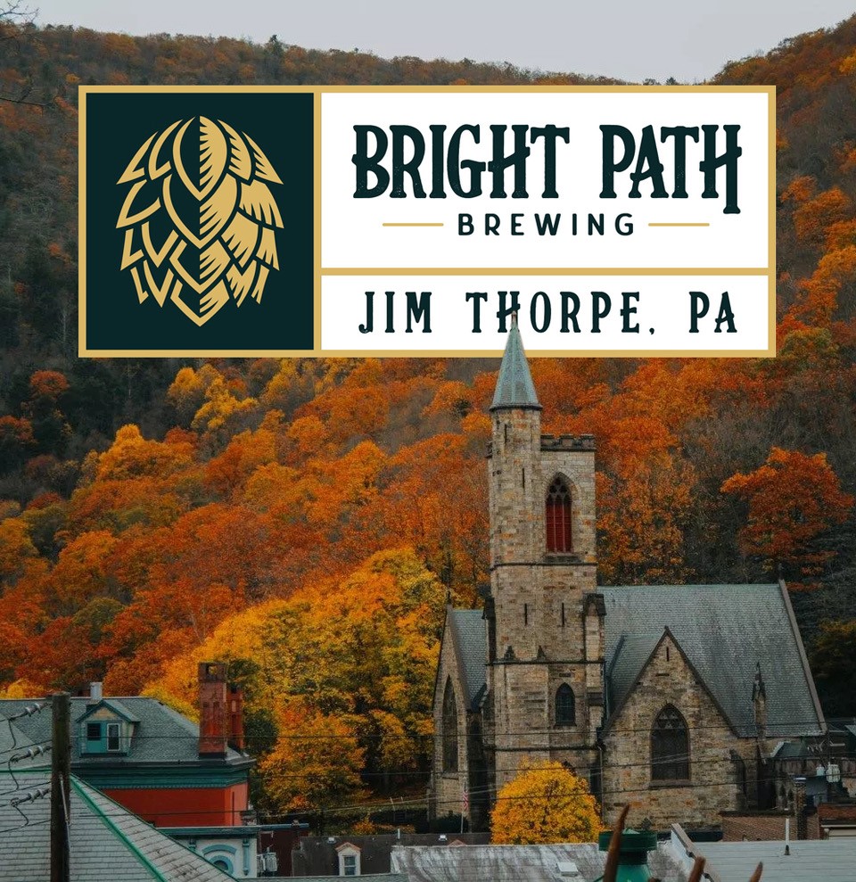Bright Path Brewing logo and buildings.