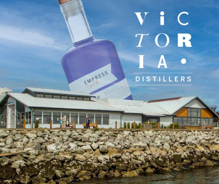 Vitoria Distillers logo and building.